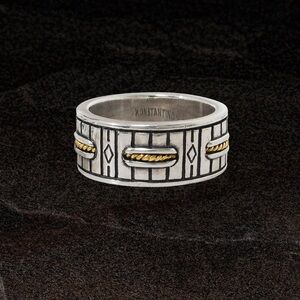 Konstantino Perseus Sterling Silver with 18K Yellow Gold Braided Accents Ring
